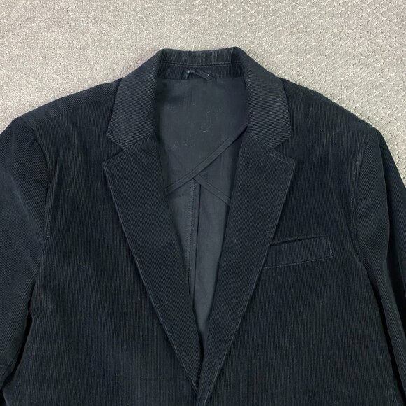Old Navy Corduroy Blazer Sport Coat Men's Large Black Heavyweight Cotton - Picture 2 of 14